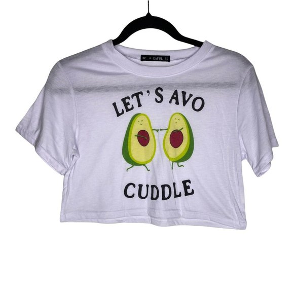 Zaful Tops - Zaful Top Size Small Women's LET'S AVO CUDDLE Theme Crop Top Multicolor Fun Cute